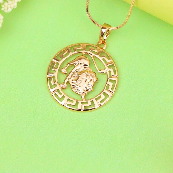 "Leo Zodiac Lion Pendant in Rose Gold Finish with Intricate Detailing, XPPT1332 - Picture 2 of 13